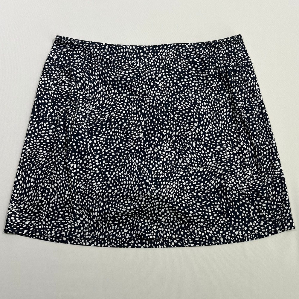 J.Jill Fit Knit Skort L Large Black White Abstract Dotted Golf Activewear Skirt